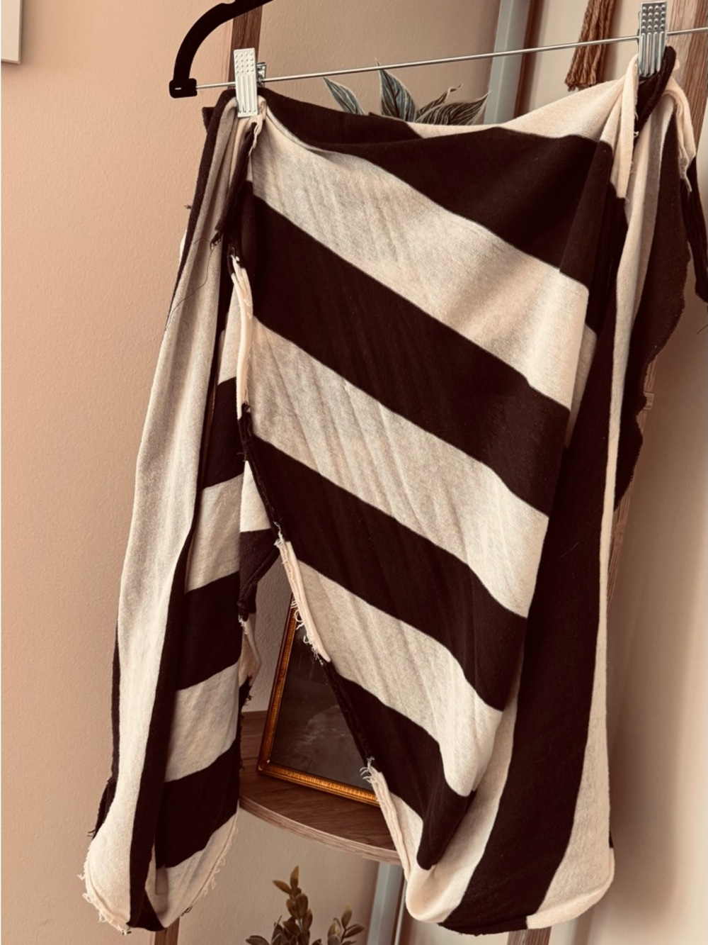 Free People Black and Cream Striped Wrap